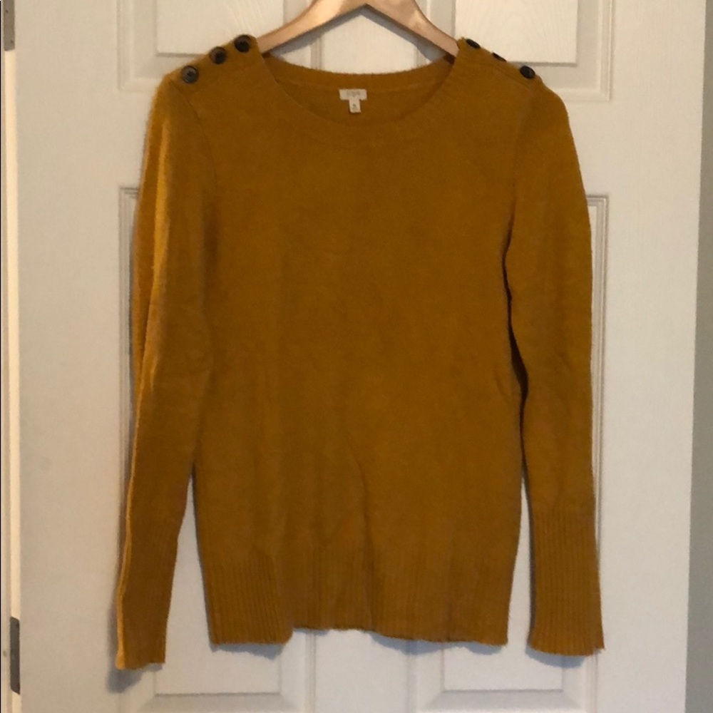 Classic button shoulder Mustard JCrew Sweater